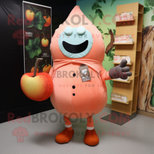Peach Graveyard mascot costume character dressed with a Long Sleeve Tee and Tote bags