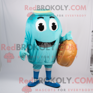 Maskot karakter af en cyan...