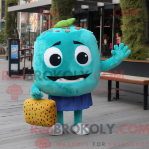 Maskot karakter af en cyan...