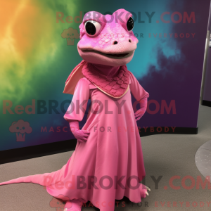 Maskotkarakter af en Pink...
