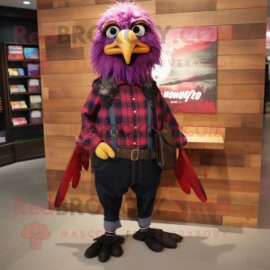 Magenta Crow maskot kostume...