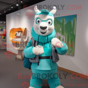 Mascot character of a Cyan...