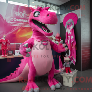 Maskotkarakter af en Pink...
