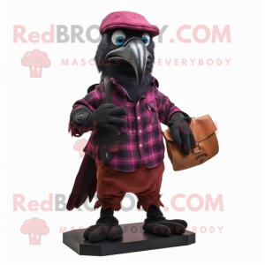 Magenta Crow maskot kostume...