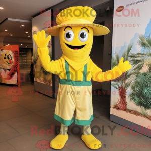 Maskot-karakter af en gul...