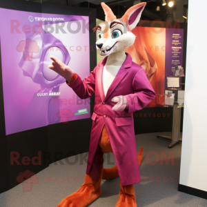 Magenta Gazelle mascot costume character dressed with a Coat and Cufflinks