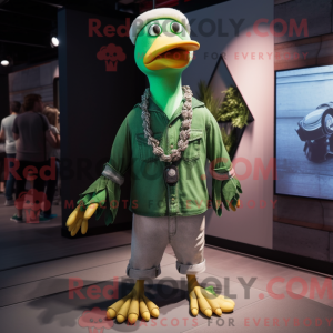 Maskot-karakter av en grønn...