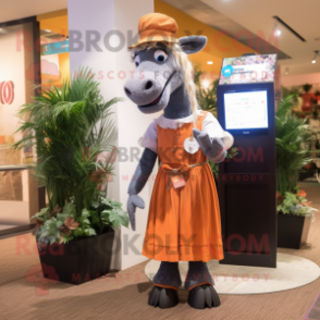 nan Mare mascot costume character dressed with a Maxi Skirt and Suspenders