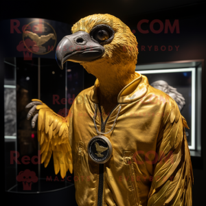 Gold Vulture maskot kostume...