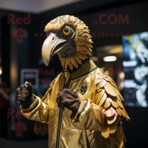 Gold Vulture maskot kostume...