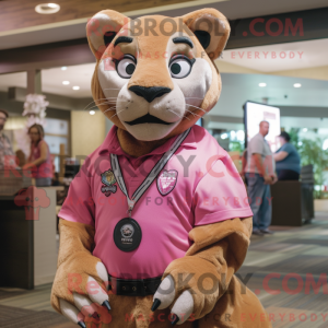 Maskotfigur af en Pink...