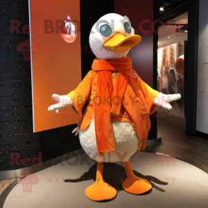 Orange Swan mascot costume character dressed with a Henley Tee and Scarf clips