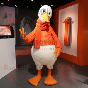 Orange Swan mascot costume character dressed with a Henley Tee and Scarf clips