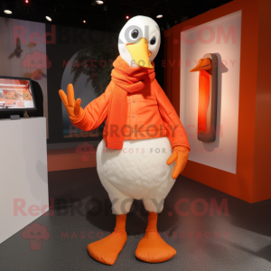 Orange Swan maskot kostume...