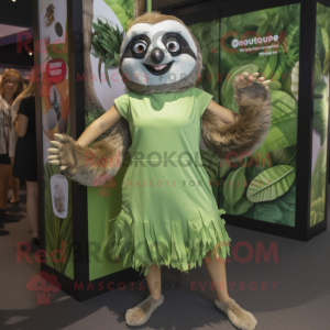 Olive Sloth maskot kostym...