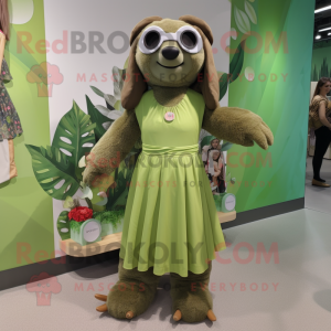 Olive Sloth maskot kostume...