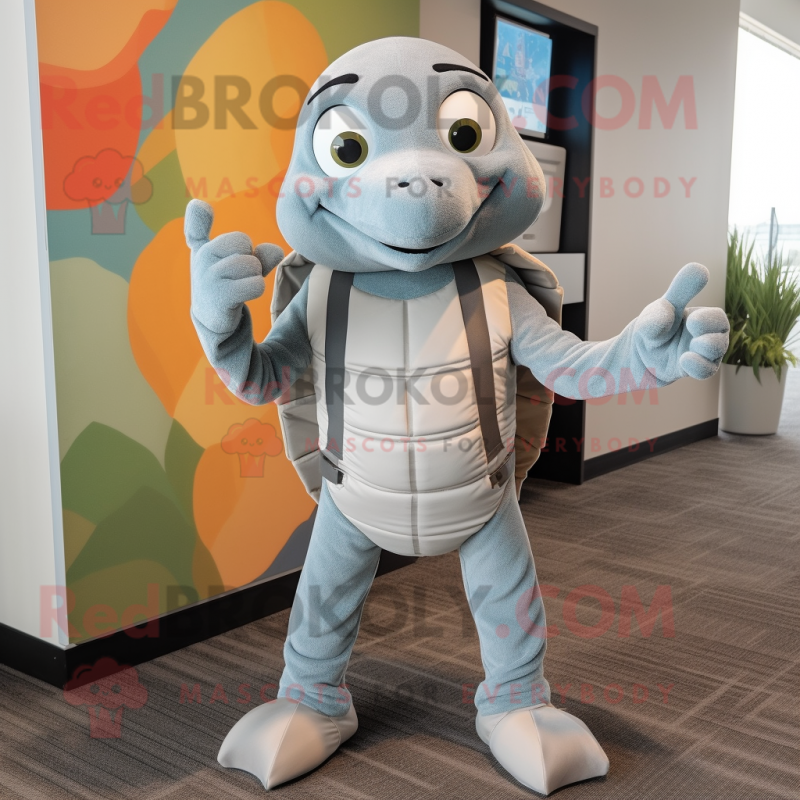 Gray Turtle mascot costume character dressed with a Leggings and Ties