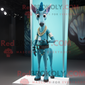 Maskot karakter av en cyan...