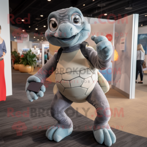 Gray Turtle mascot costume character dressed with a Leggings and Ties