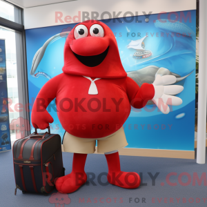 Maskotfigur af en rød...