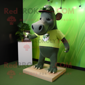 Olive Tapir maskot drakt...