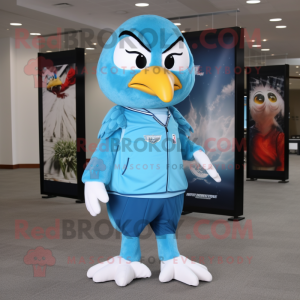 Sky Blue Hawk maskot kostym...