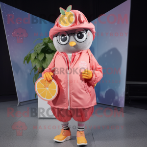 nan Grapefruit mascot costume character dressed with a Windbreaker and Handbags