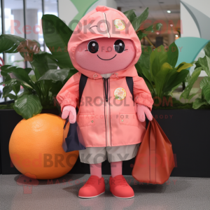 nan Grapefruit mascot costume character dressed with a Windbreaker and Handbags