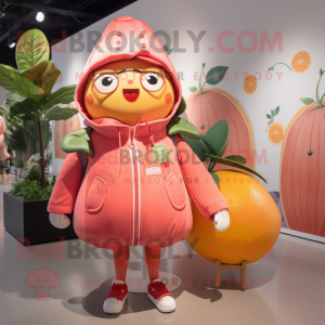 nan Grapefruit mascot costume character dressed with a Windbreaker and Handbags