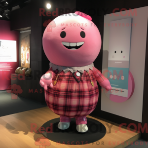Maskotfigur av en rosa...