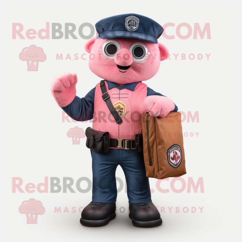 Pink Navy Seal mascot costume character dressed with a Mom Jeans and Wallets Pink Navy Seal mascot costume character dressed with a Mom Jeans and Wallets