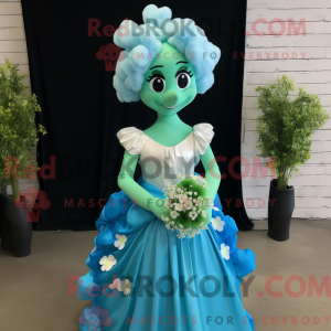 Maskot karakter af en cyan...