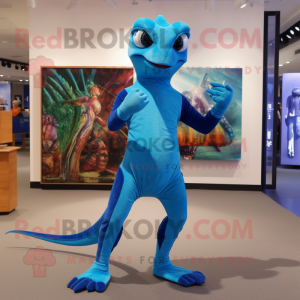 Blue Lizard maskot kostume...