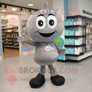 Gray Candy Box mascot costume character dressed with a Leggings and Tote bags