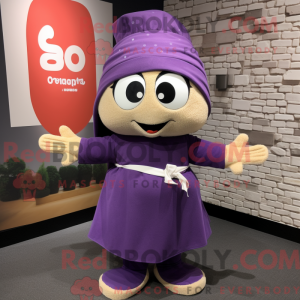 Maskot-karakter af en lilla...
