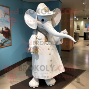 White Elephant mascot costume character dressed with a Wrap Skirt and Hat pins