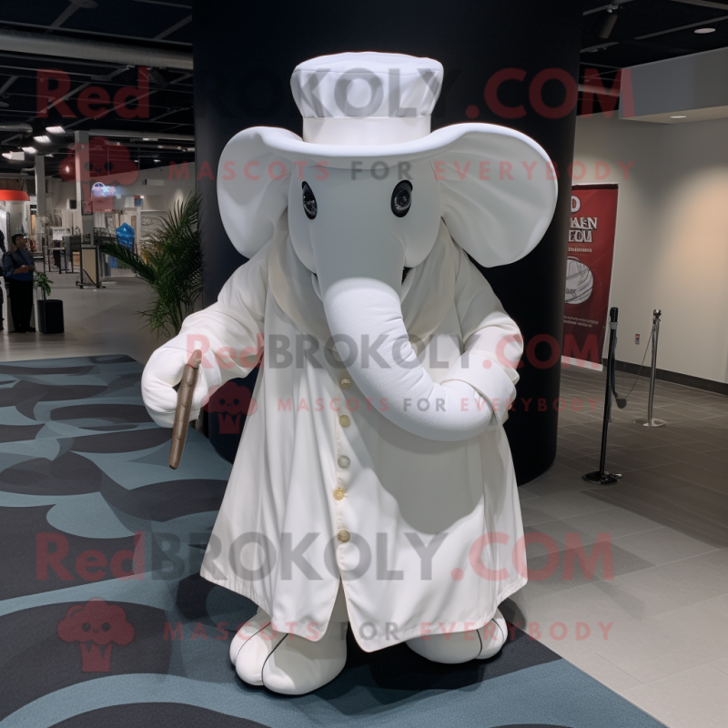 White Elephant mascot costume character dressed with a Wrap Skirt and Hat pins