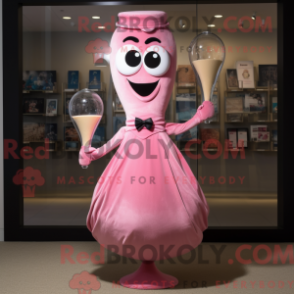 Fantasia de mascote de um Ampulheta Rosa com macacão e gravatas - Ampulheta mascotes - REBROKO_404767 - RedBrokoly.com