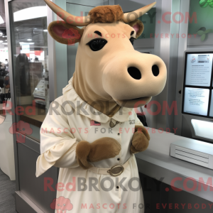 Maskotkarakter af en beige...