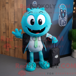 Maskotkarakter af en Cyan...