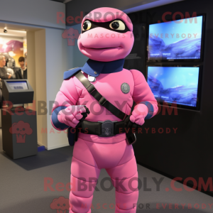 Mascot character of a Pink...