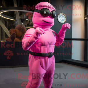 Mascot character of a Pink...