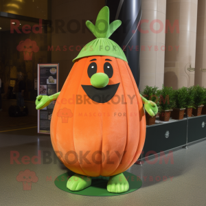 Orange Watermelon mascot costume character dressed with a Empire Waist Dress and Ties