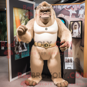 Mascot character of a Beige...