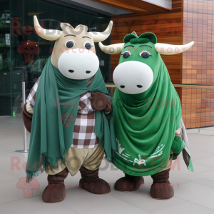 Forest Green Beef Wellington mascot costume character dressed with a Boyfriend Jeans and Shawls