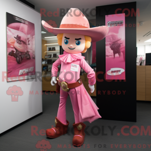 Mascottefiguur van een roze...
