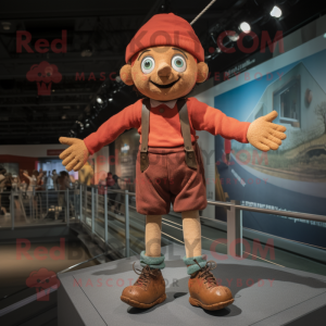 Rust Tightrope Walker mascot costume character dressed with a Running Shorts and Berets