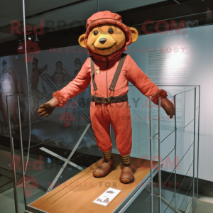 Rust Tightrope Walker mascot costume character dressed with a Running Shorts and Berets