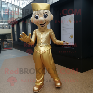 Gold Acrobat maskot kostume...