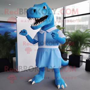 Sky Blue T Rex mascotte...